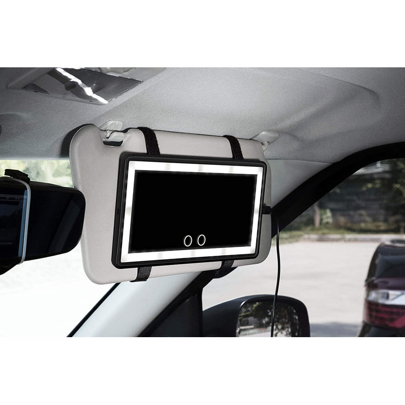 Ebern Designs Car Sun Visor Mirror With LED Lights Automobile Makeup